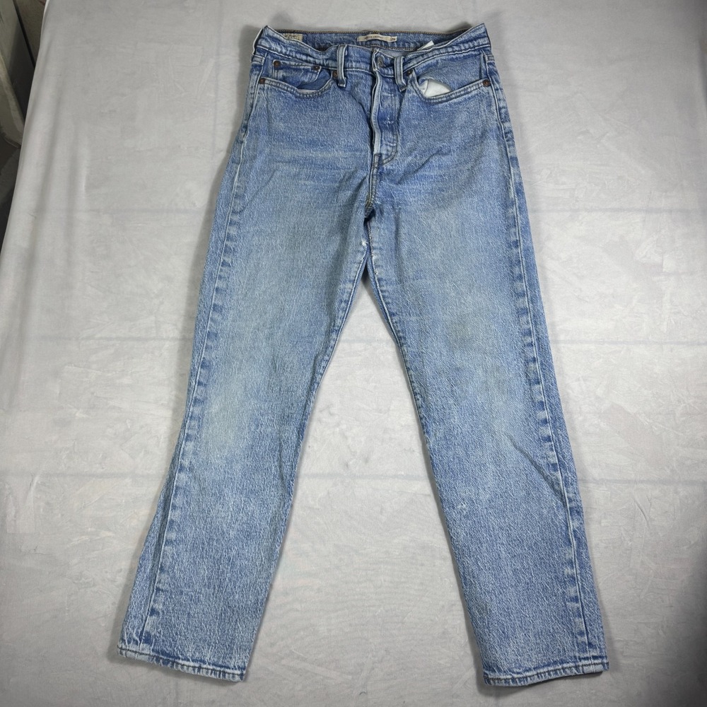 Y2K Levi's Womens Wedgie Straight Jeans Medium Wash Blue Denim Classic Logo 28